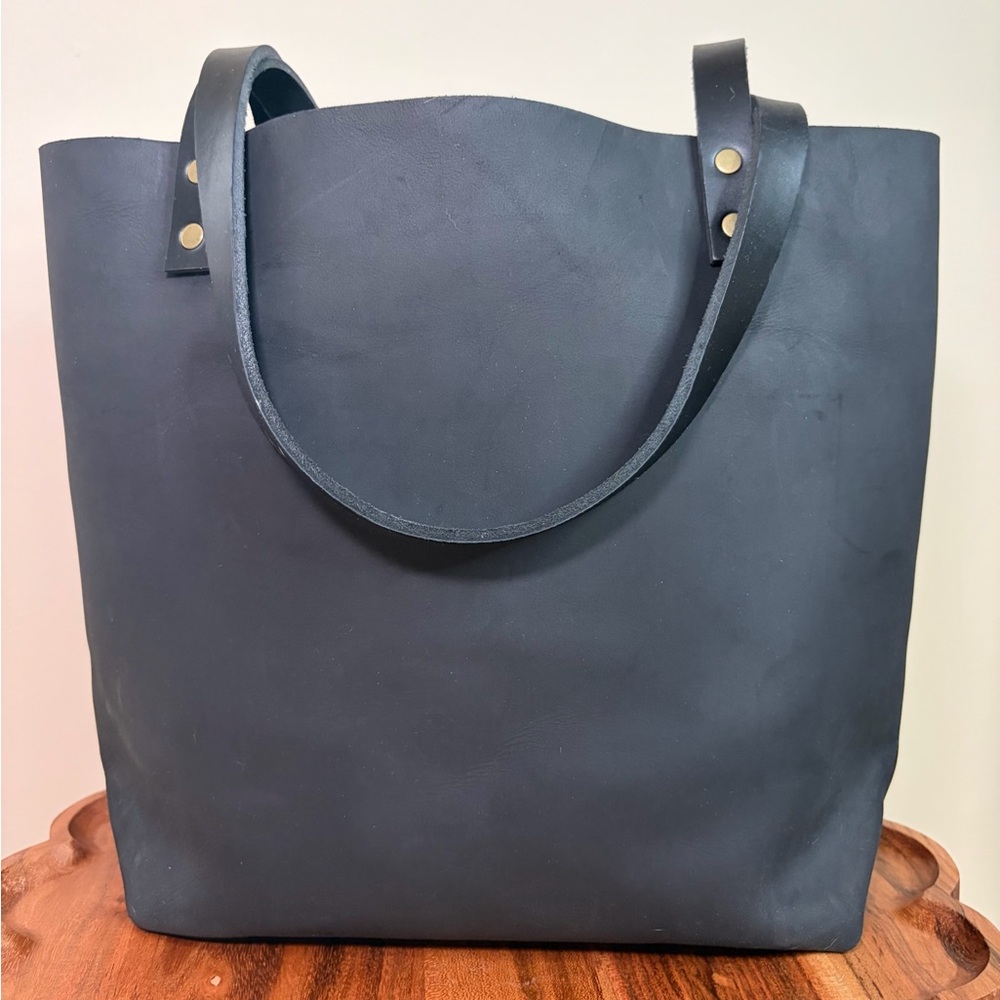 Portland Leather Classic Tote Shadow Black Nubuck Leather NWT - Picture 8 of 16